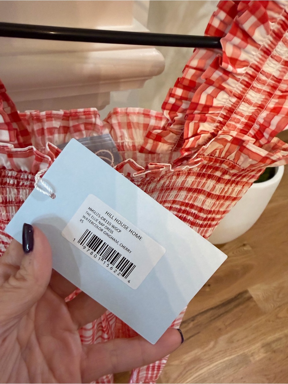 New Hill House Cherry Gingham Ellie Nap Dress - size xsmall - Picture 4 of 4